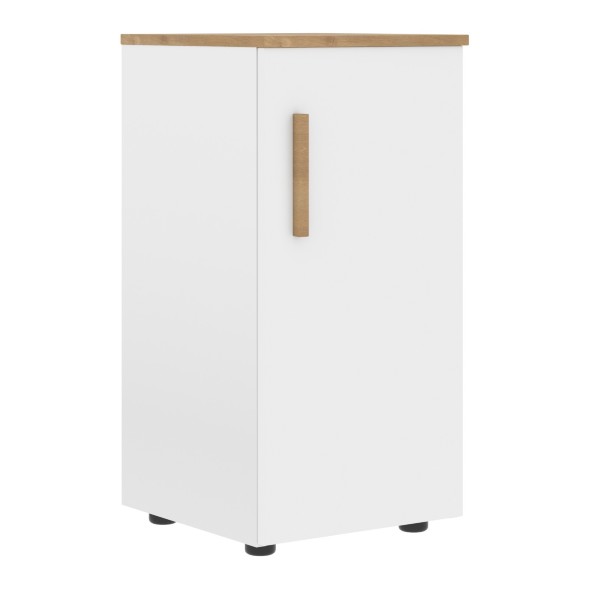 Шкаф колонка с глухой малой дверью (R) и топом FLC 40.1(R) Белый премиум/Дуб Гамильтон 404х429х818