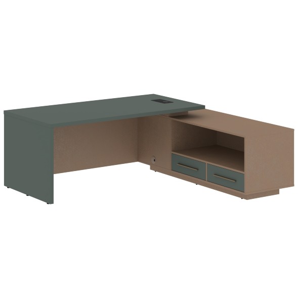 Стол руководителя с тумбой VCT 2119(R) 2100х1900х750 VELION в Ноябрьске 