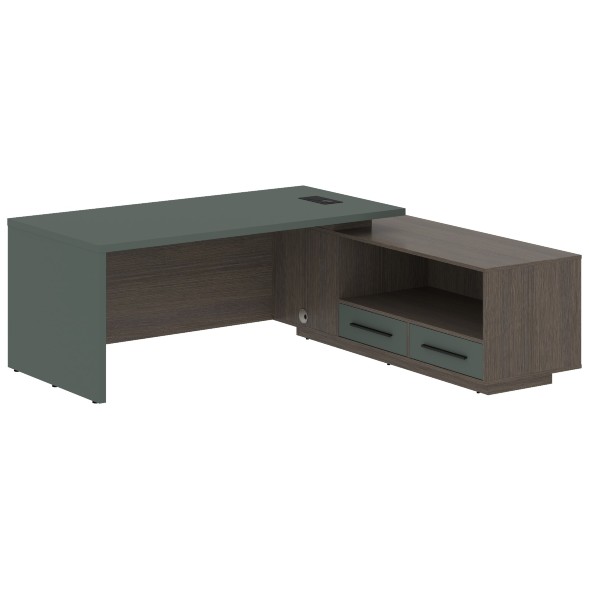 Стол руководителя с тумбой VCT 2119(R) 2100х1900х750 VELION в Ноябрьске 