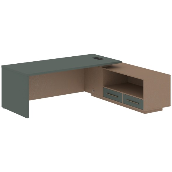 Стол руководителя с тумбой VCT 2319(R) 2300х1900х750 VELION в Ноябрьске 